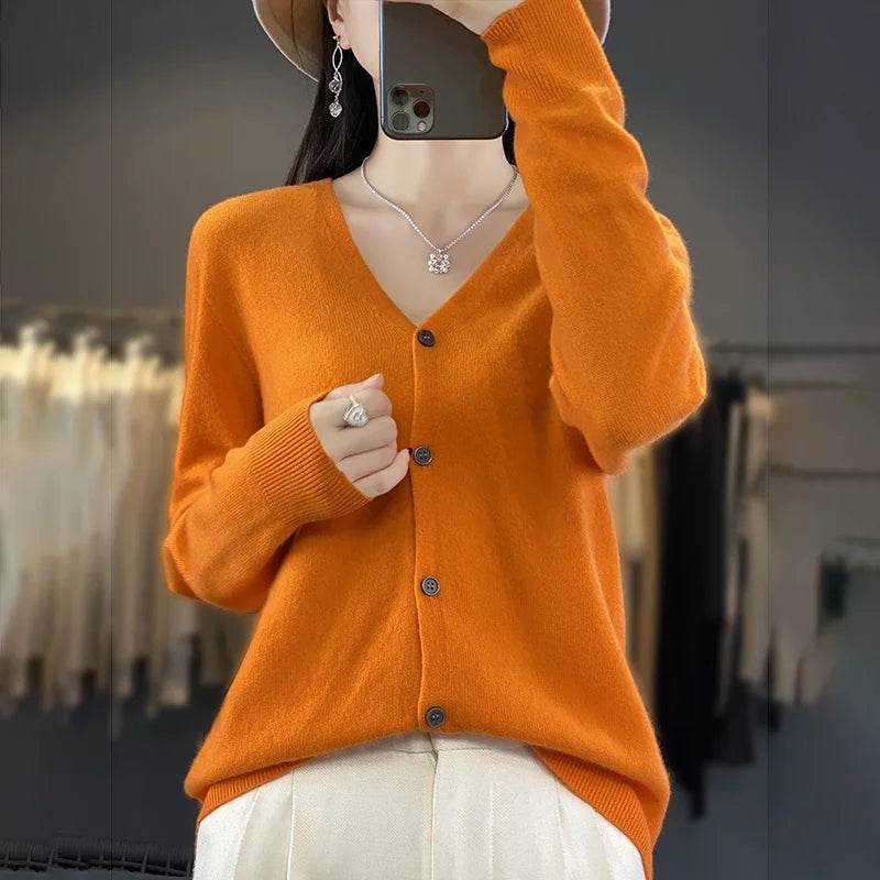 Wool Cardigan – Soft Cashmere O-Neck Sweater - Stylemein