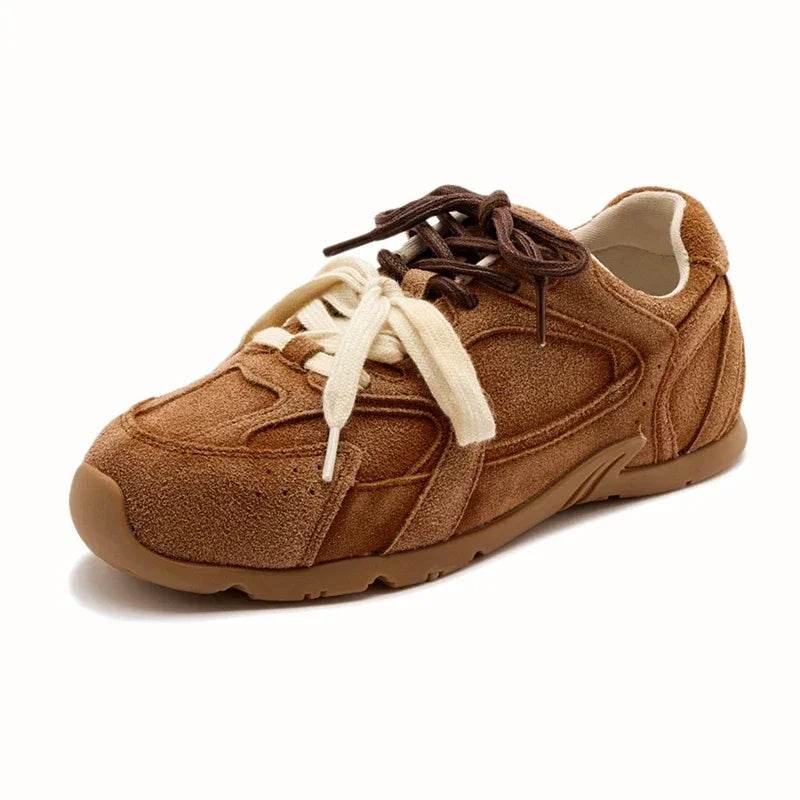 Retro German Trainers: Women's Genuine Leather Sneakers with Fur Trim - Stylemein