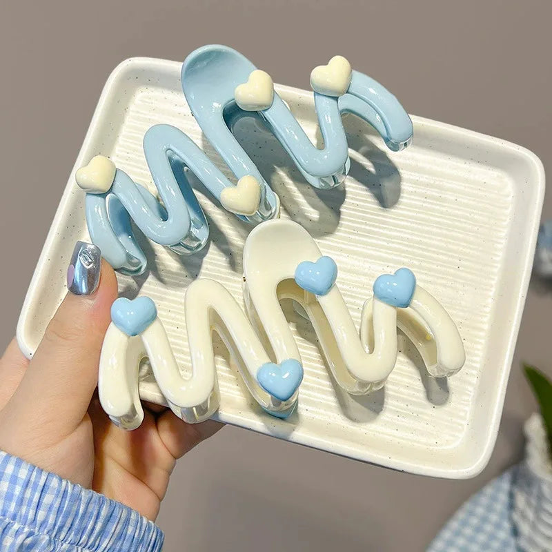 Blue Heart Wave Hair Claw Clip – Cute Women’s Accessory