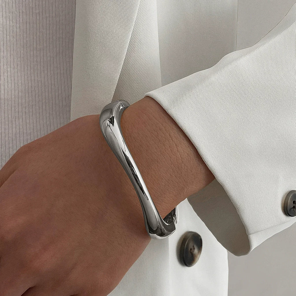 Wide Cuff Geometric Metal Bangles for Women & Men