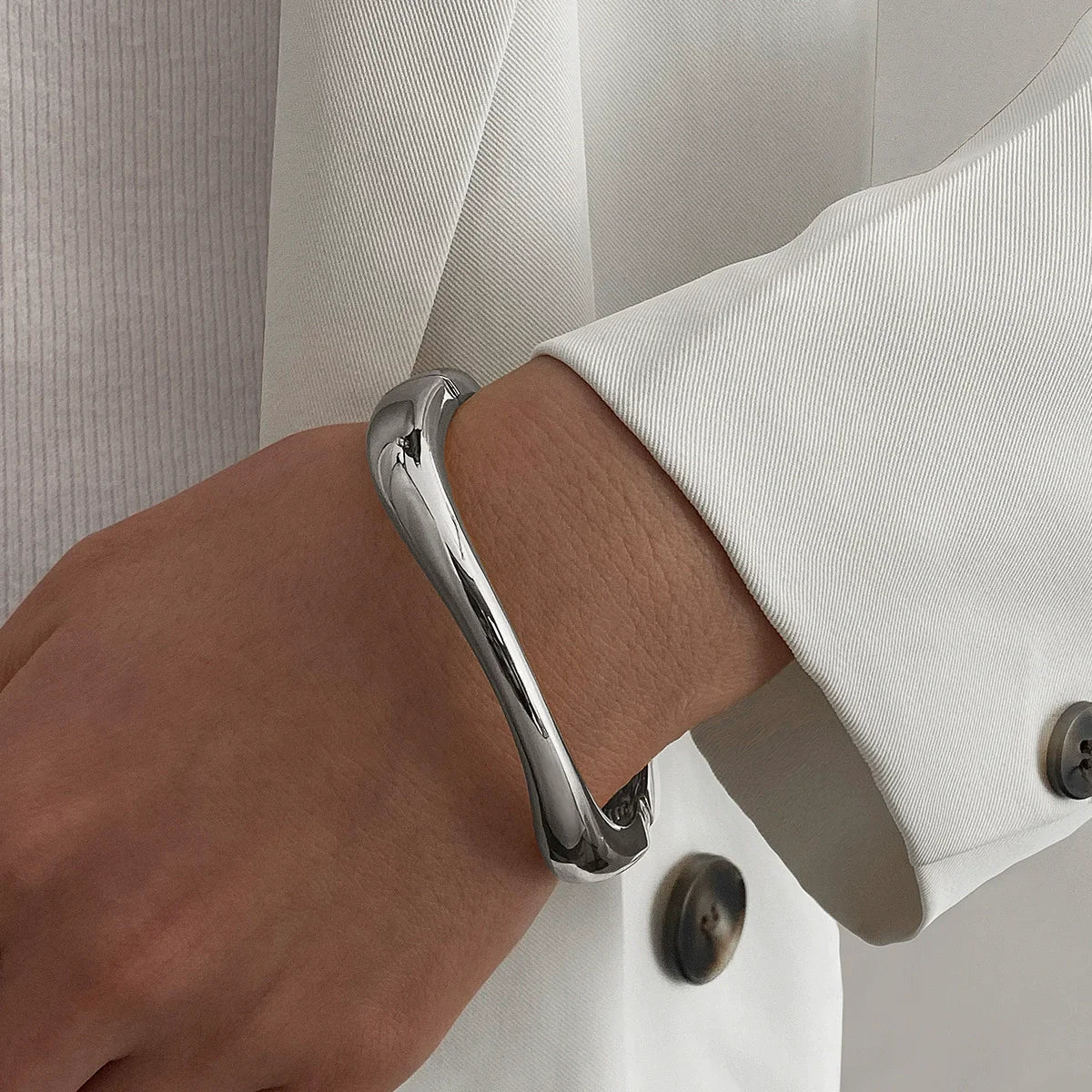 Wide Cuff Geometric Metal Bangles for Women & Men