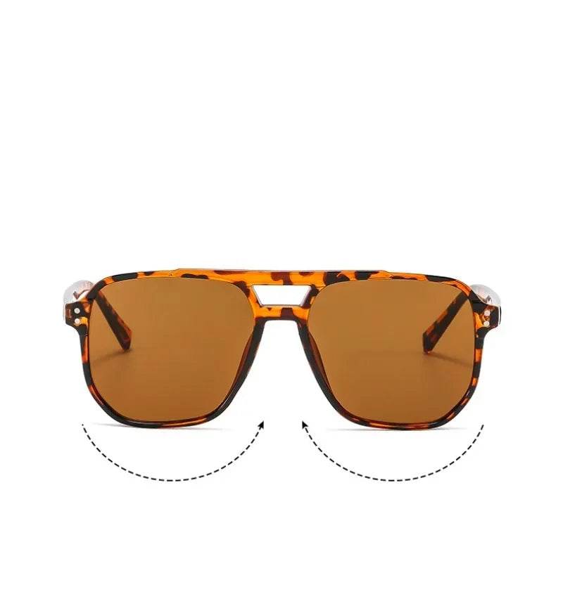 Stylemein - Vintage Square Sunglasses – Thick Frame Double Bridge UV400 Eyewear