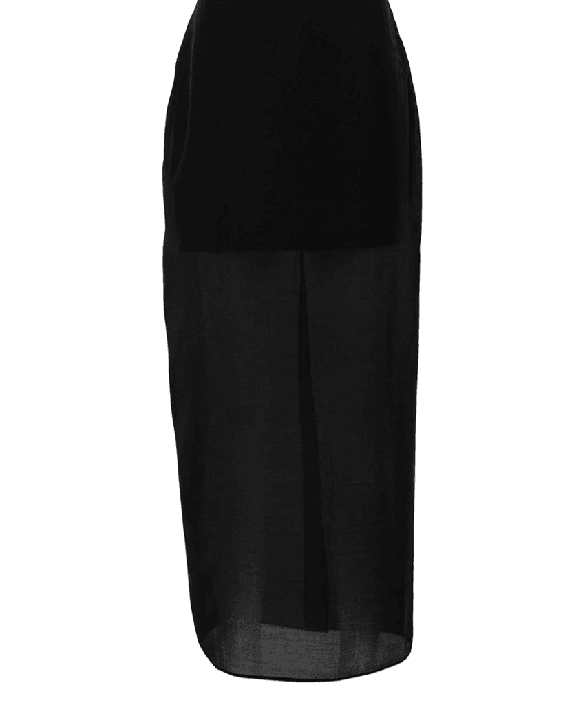 Black Mesh Spliced Maxi Skirt – High Waist Elegant A-Line Skirt - Stylemein