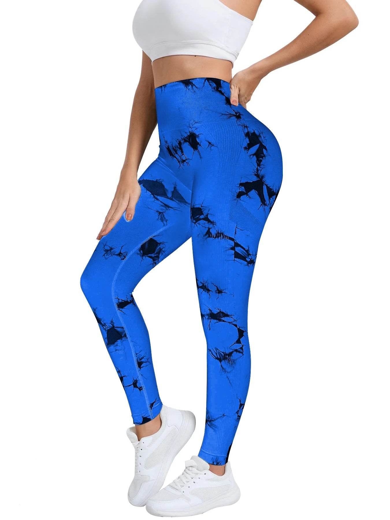 Peach Tie-Dye High Waist Seamless Yoga Pants for Women - Stylemein