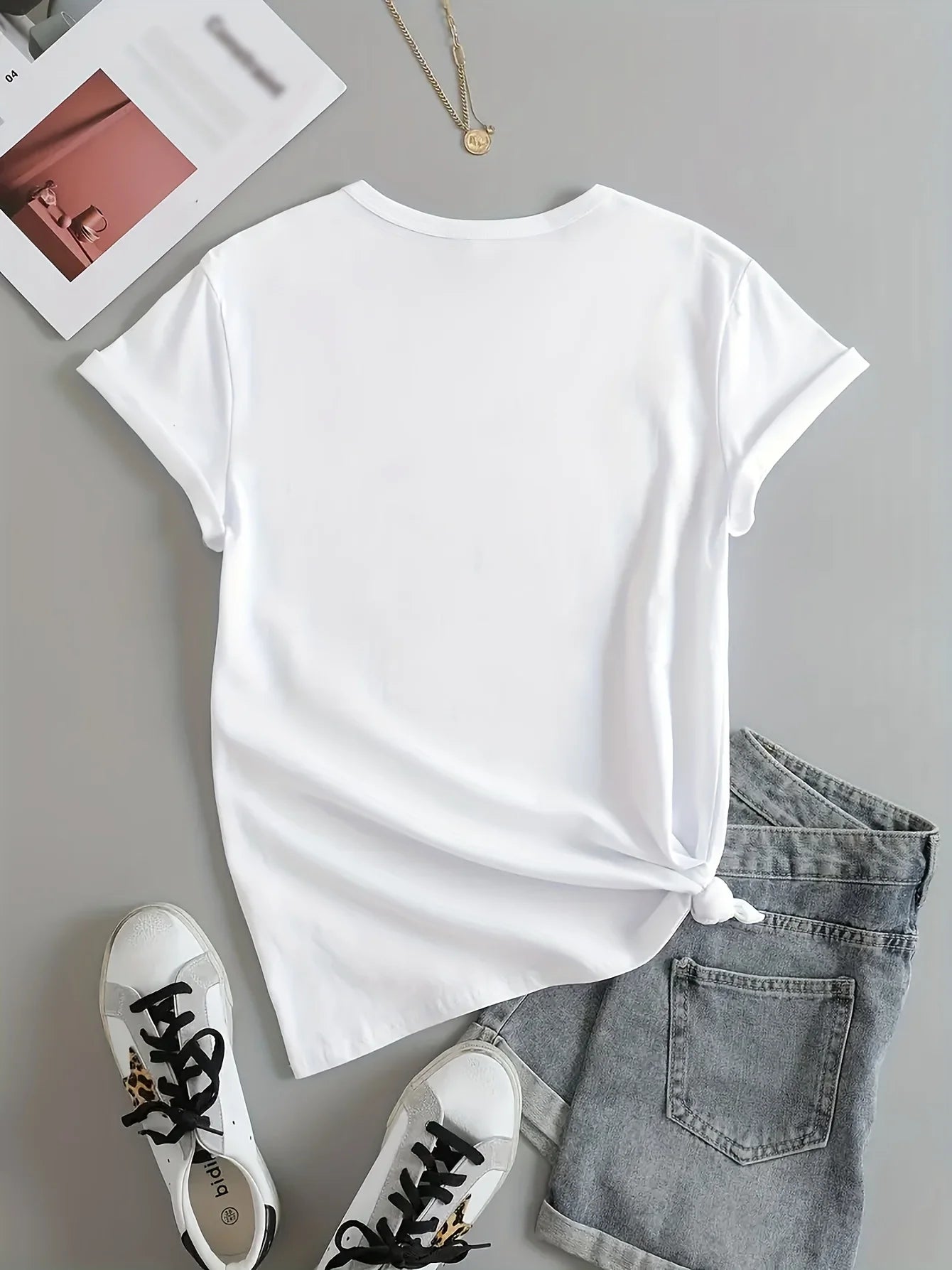 Women’s Cat Print Casual Short Sleeve T-shirt – Summer & Spring Crew Neck Top
