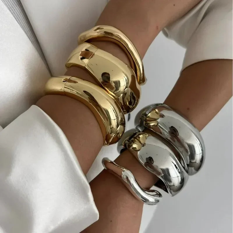 Wide gold cuff bracelet

