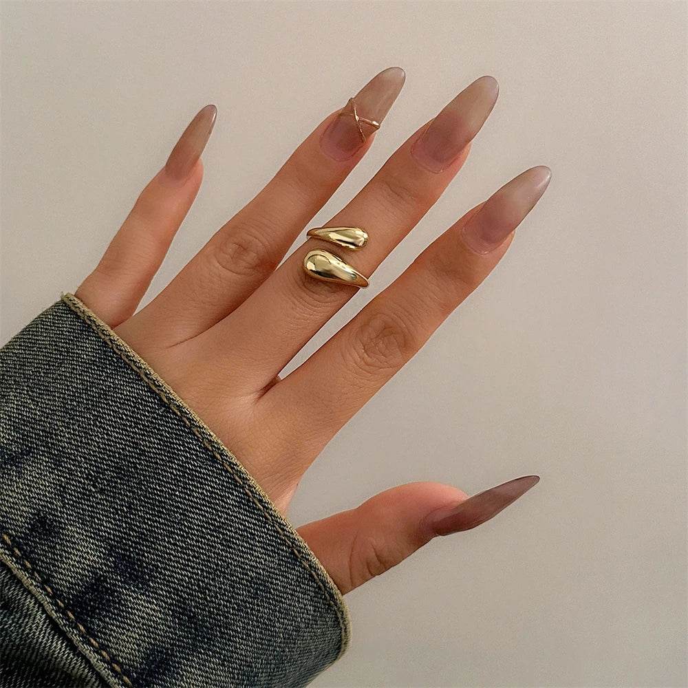 Stylemein - Chunky Twisted Waterdrop Cuff – Gold & Silver Wide Metal Bracelet
