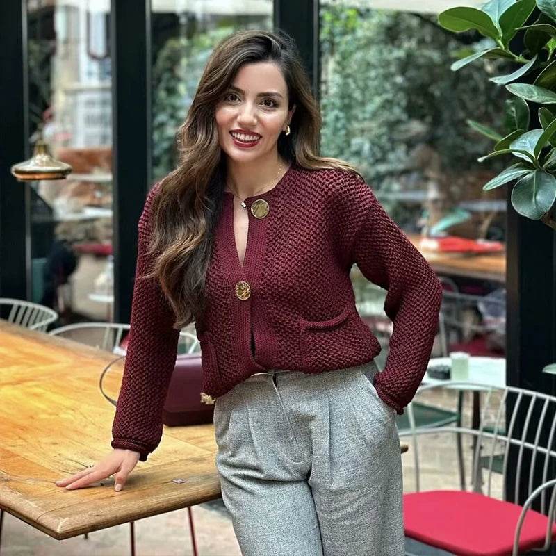 Stylemein - Women’s Knitted Cardigan – Loose Button Long Sleeve Autumn Winter Sweater