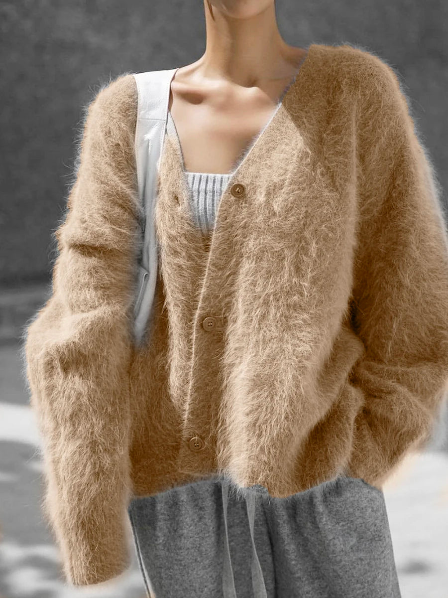 Elegant Knitted Cardigan – Long Sleeve Single-Breasted Casual Sweater