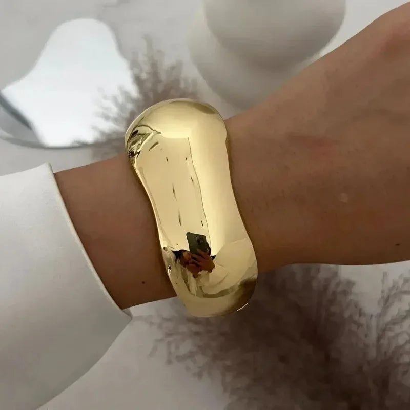 Wide Cuff Geometric Metal Bangles for Women & Men