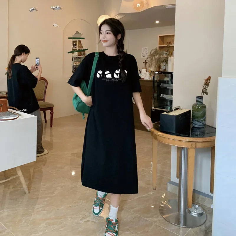 Women’s Oversized Panda Print Dress – Cute Summer Casual Homewear