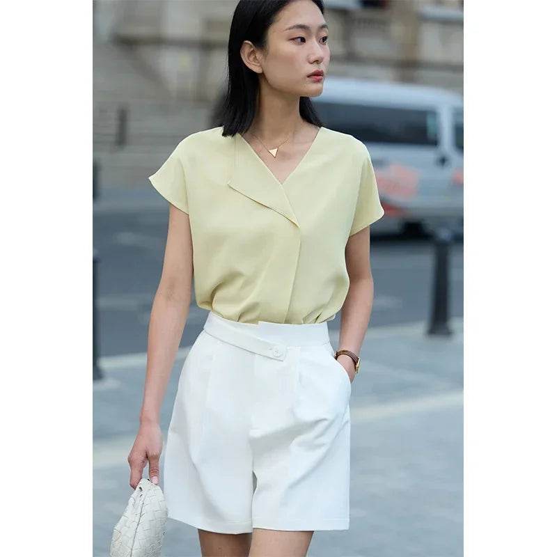 Stylemein - Women’s Chiffon Blouse – Minimalist Loose Fit Elegant Casual Top