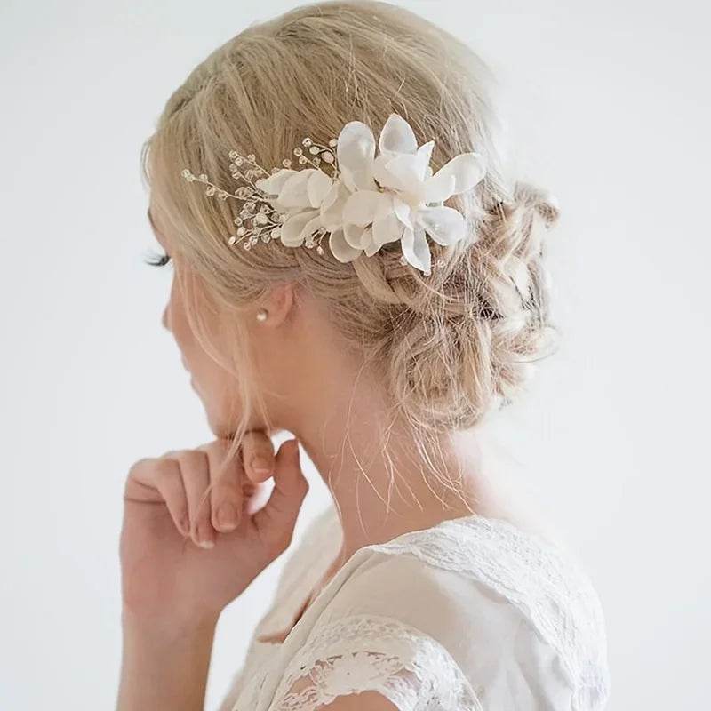 Flower Hair Comb Wedding Hair Accessories, Crystal Headdress, Bridal Hair Ornaments - Stylemein
