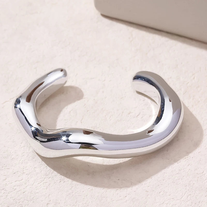 Vintage Geometric Cuff Bangle – Statement Open Bracelet for Women in Gold or Silver