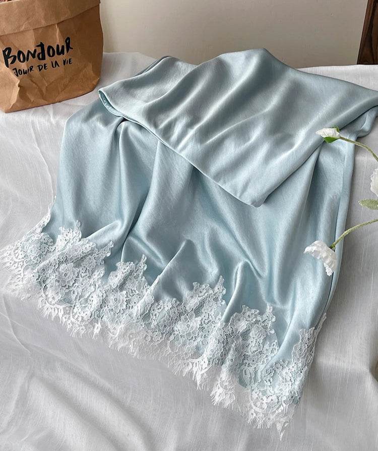 Elegant Satin Mermaid Skirt – Lace Patchwork A-Line Midi Skirt - Stylemein