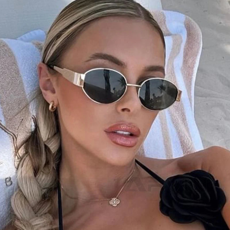 Retro Oval Metal Frame Sunglasses – Classic Unisex UV400 Eyewear for Outdoor Style and Sun Protection