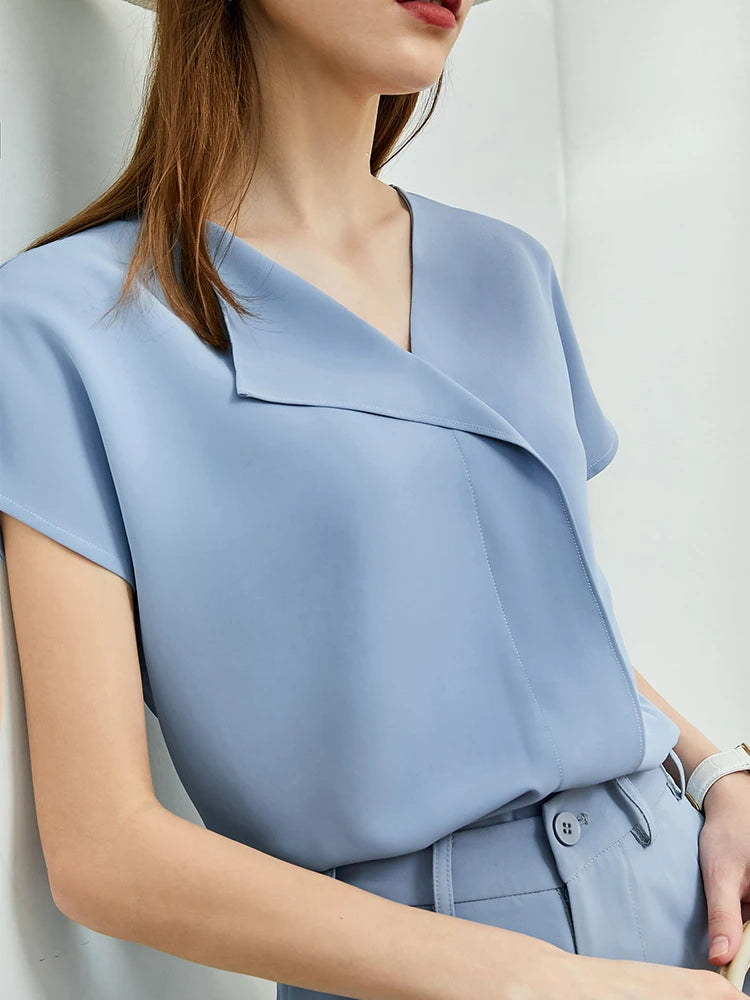 Women’s Chiffon Blouse – Minimalist Loose Fit Elegant Casual Top