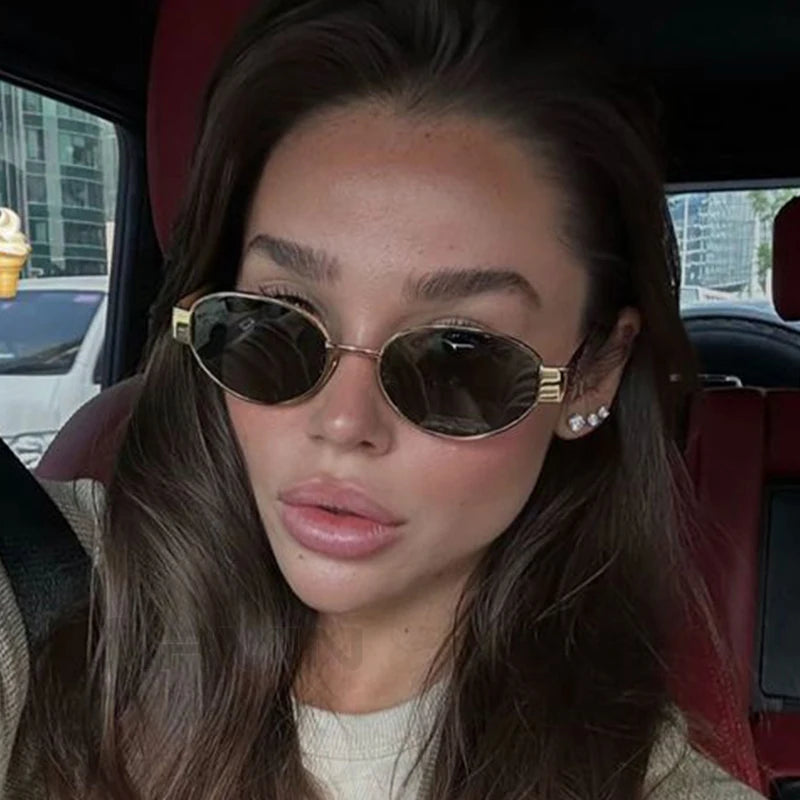 Retro Oval Metal Frame Sunglasses – Classic Unisex UV400 Eyewear for Outdoor Style and Sun Protection
