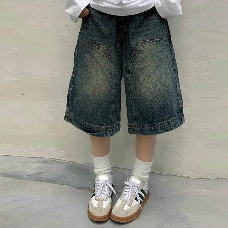 Vintage Baggy Denim Shorts – Oversized Unisex Wide-Leg Jean Jorts - Stylemein