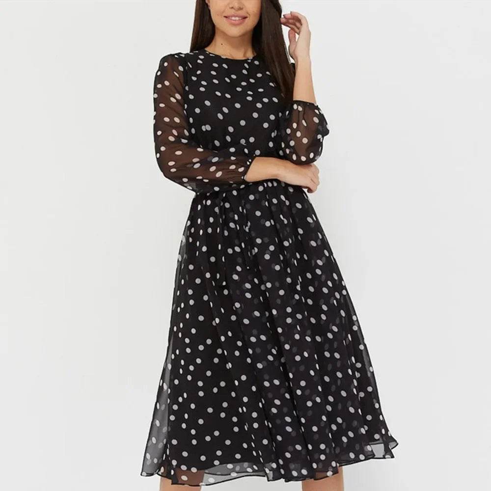 Dancing With Dots: Long Sleeve Dress for Your Inner Bohemian Goddess - Stylemein