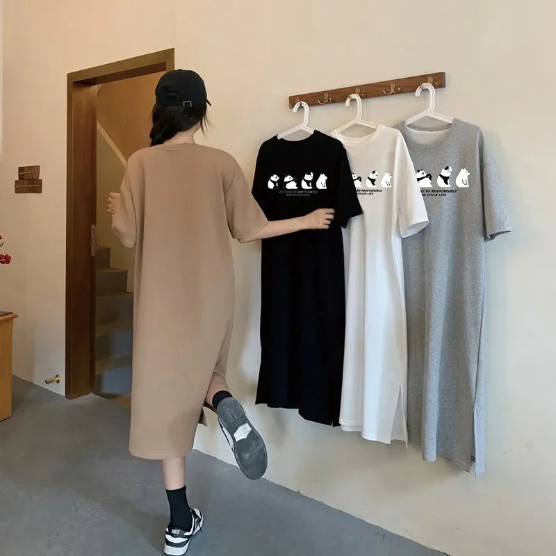 Women’s Oversized Panda Print Dress – Cute Summer Casual Homewear