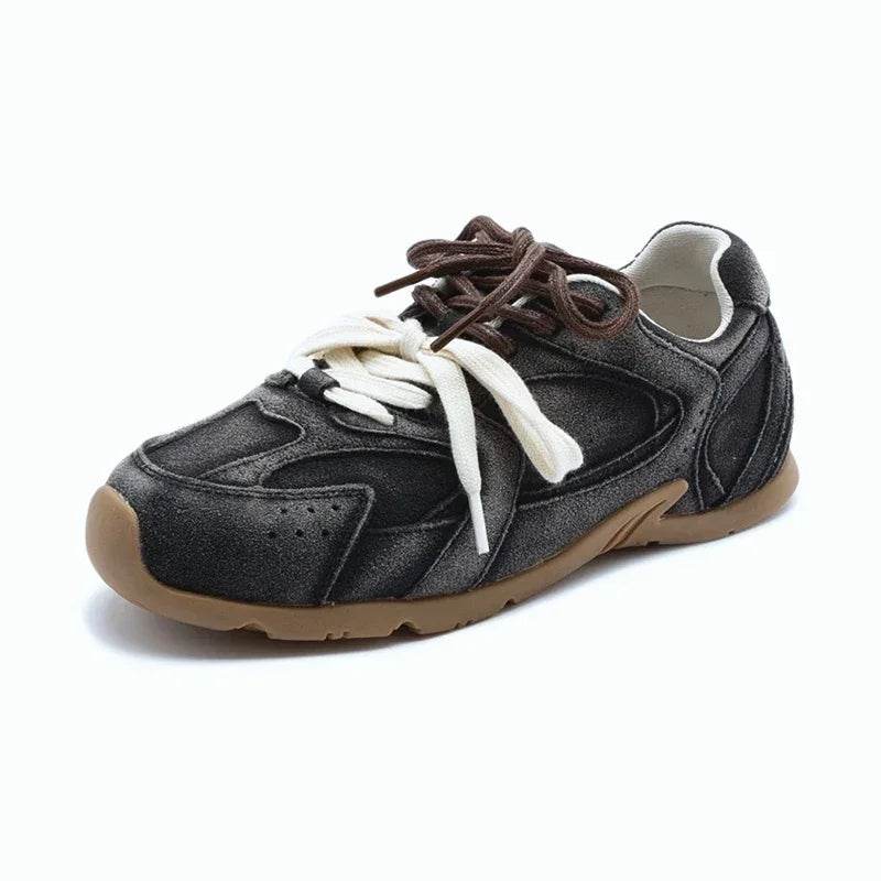Retro German Trainers: Women's Genuine Leather Sneakers with Fur Trim - Stylemein