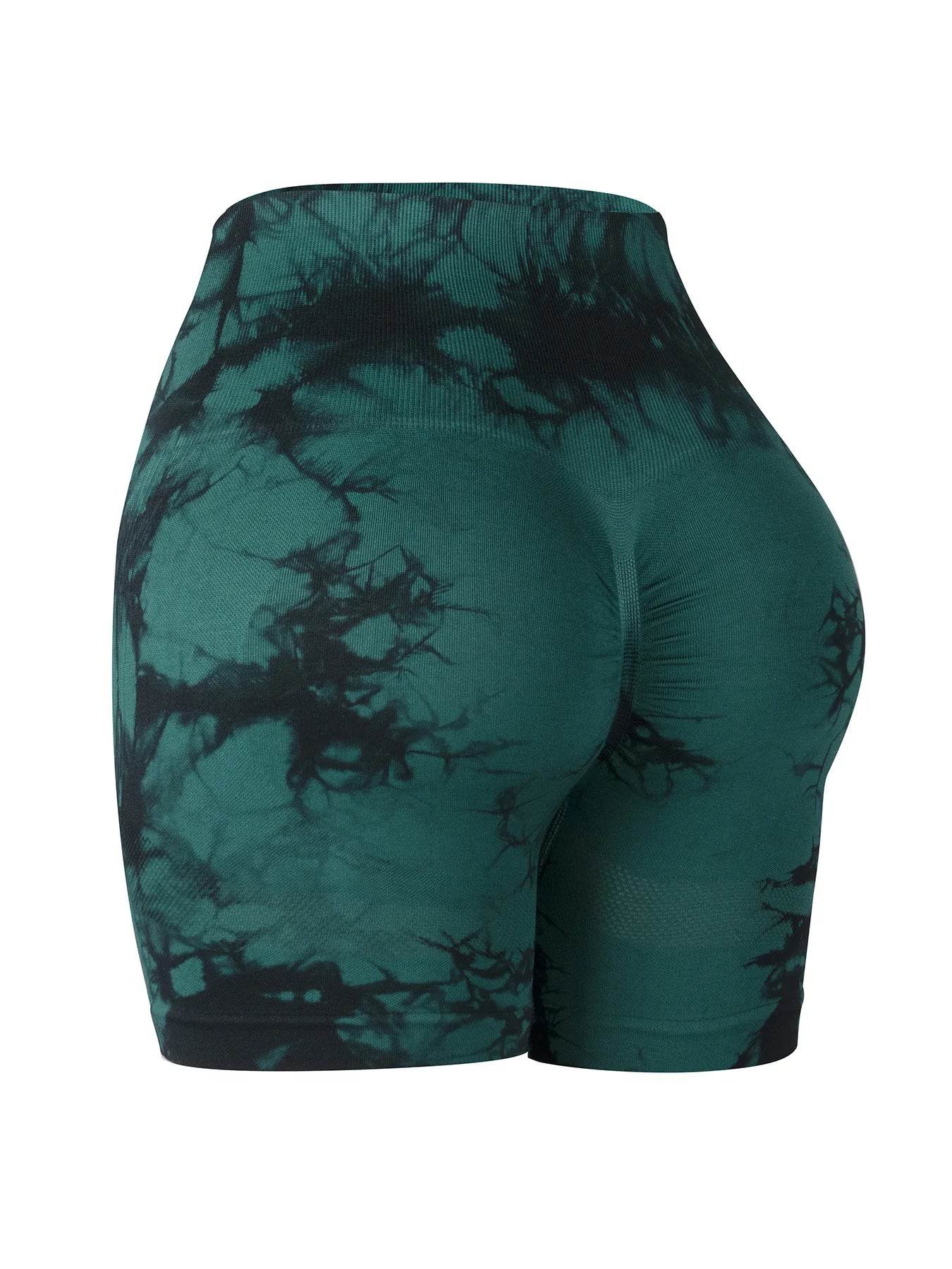 Tie-Dye Seamless High Waist Shorts – Peach-Lifting Fitness Yoga Bottoms - Stylemein