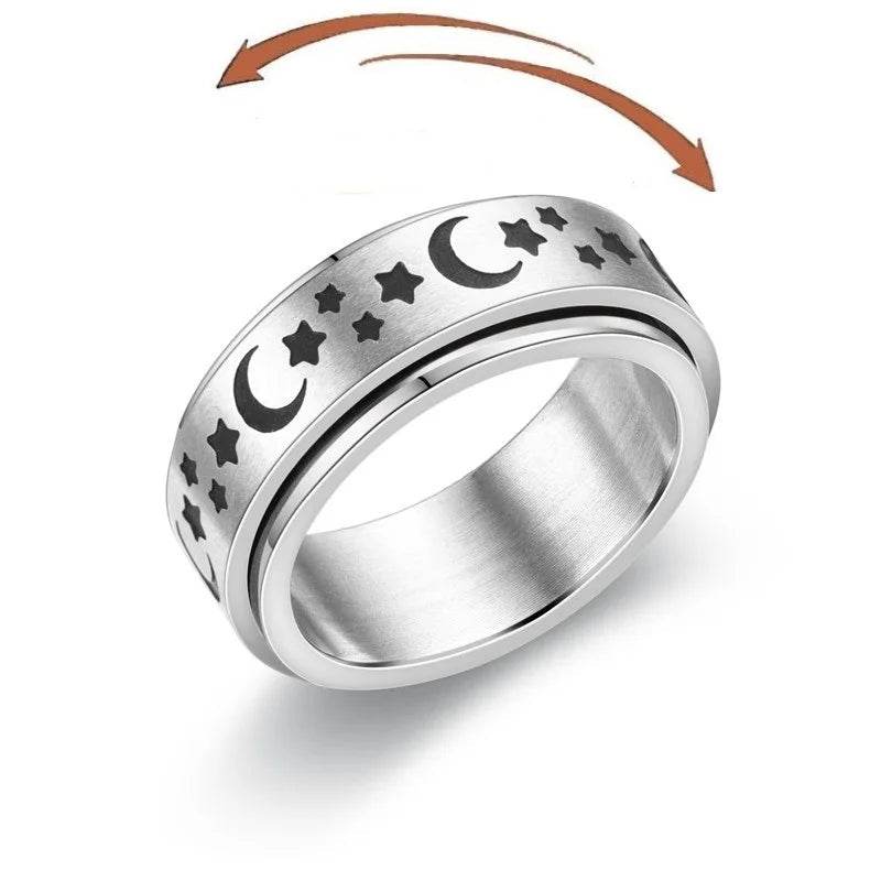 Stylemein - Anti-Stress Fidget Spinner Couple Rings – Rotating Stainless Steel Band for Lovers
