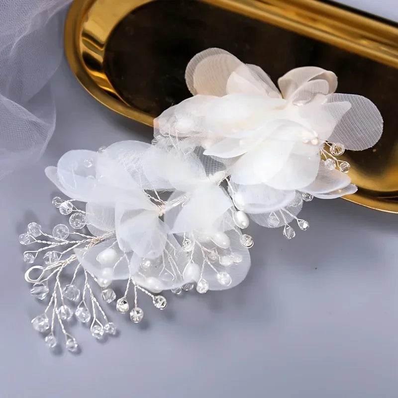 Flower Hair Comb Wedding Hair Accessories, Crystal Headdress, Bridal Hair Ornaments - Stylemein