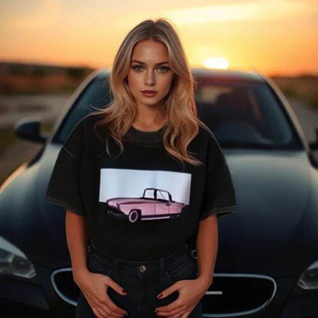 Fierce & Carefree - Vintage Oversized Graphic Tee with Multi Print for Ultimate Summer Vibes - Stylemein