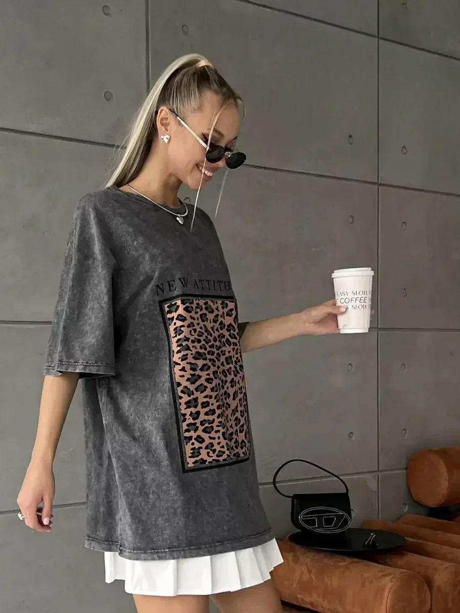 Fierce & Carefree - Vintage Oversized Graphic Tee with Multi Print for Ultimate Summer Vibes - Stylemein