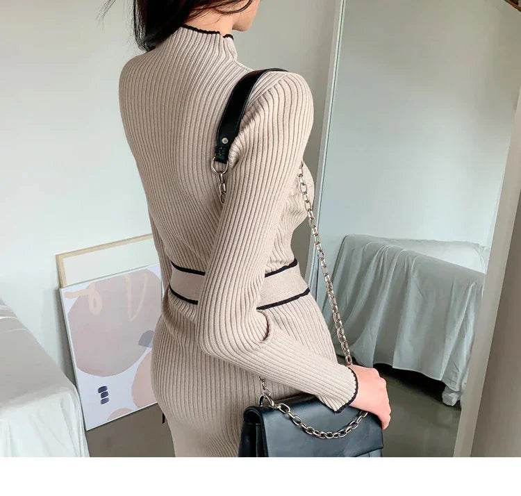 Stylemein - Long Sleeve Midi Dress | Winter Midi Dress - Stylemein
