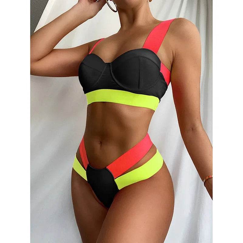 Sexy Backless High Waist Micro Bikini Swimsuit for Women - Stylemein