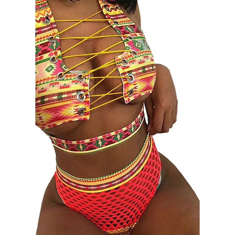 Sexy Backless High Waist Micro Bikini Swimsuit for Women - Stylemein