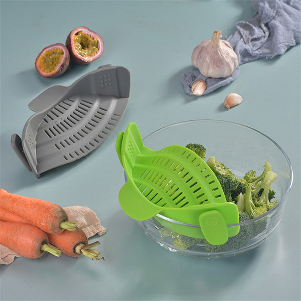 Kitchen Gizmo Snap N Strain Pot Strainer and Pasta Strainer - Adjustable  Silicone Clip On Strainer for Pots, Pans, and Bowls - Orange 