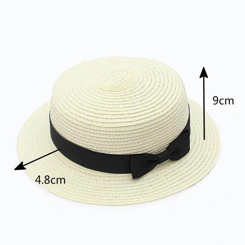 Women’s Summer Straw Hat – Bowknot Flat Brim Beach Cap - Stylemein