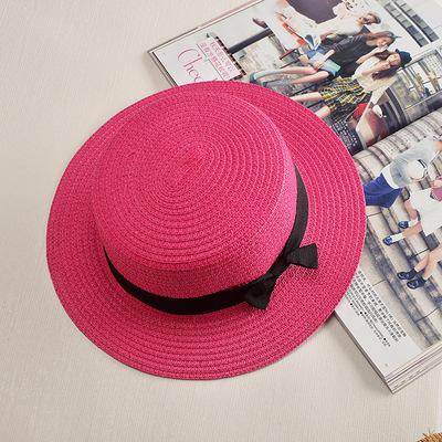 Women’s Summer Straw Hat – Bowknot Flat Brim Beach Cap - Stylemein