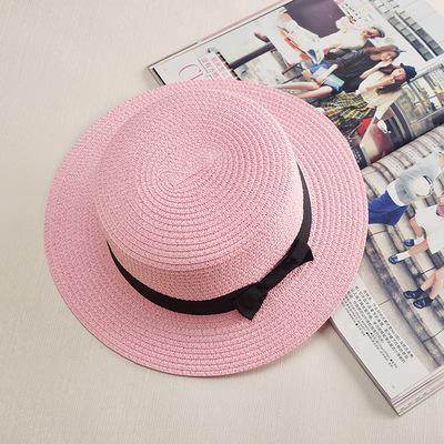 Women’s Summer Straw Hat – Bowknot Flat Brim Beach Cap - Stylemein