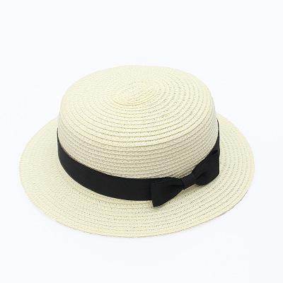 Women’s Summer Straw Hat – Bowknot Flat Brim Beach Cap - Stylemein
