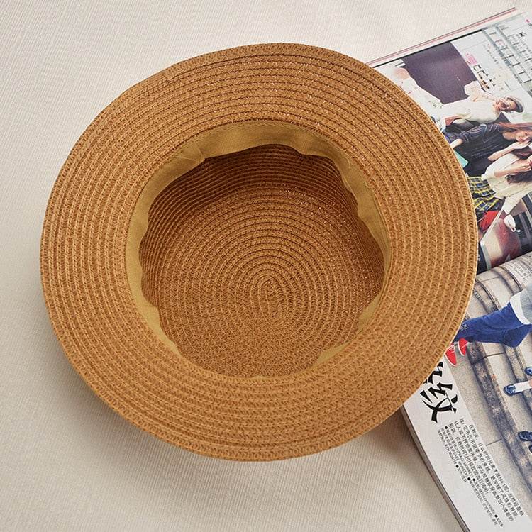 Women’s Summer Straw Hat – Bowknot Flat Brim Beach Cap - Stylemein