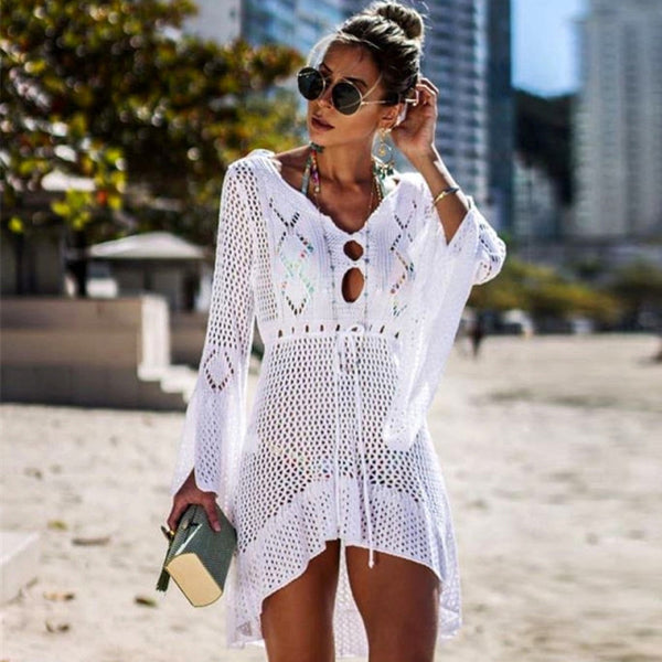 Crochet Maxi Dress Bikini Cover-Up - Sexy Beachwear for Women