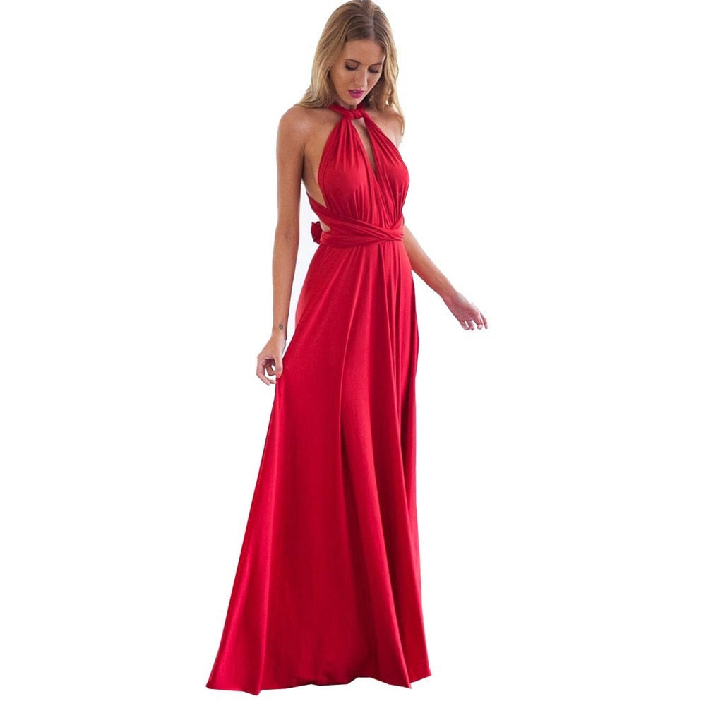 backless maxi dress red