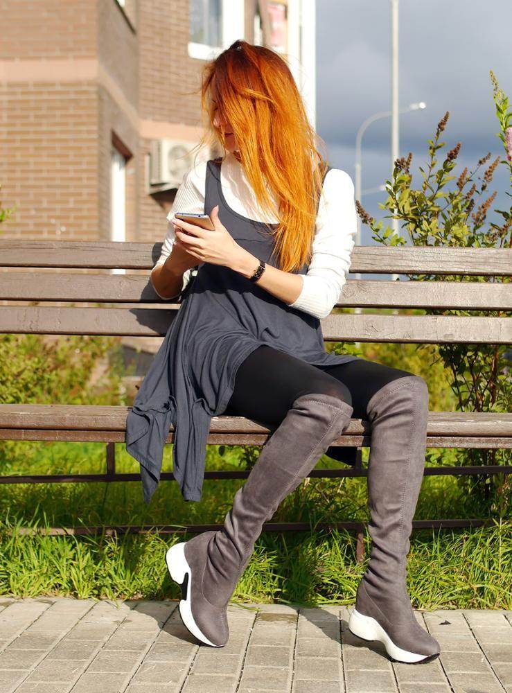 Stretch Fabrics Over The Knee Boots | Height Increasing Round Toe Women Shoes | Autumn Winter Casual Long Boots | Durable Premium Quality - Stylemein