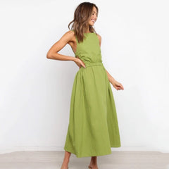 open back maxi dress green