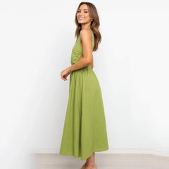 green maxi dress
