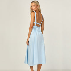 light blue backless maxi