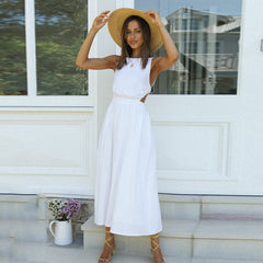 backless maxi dress in white