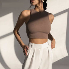 brown rib knit top