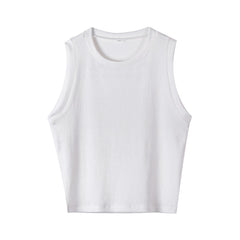 White rib knit crop tops