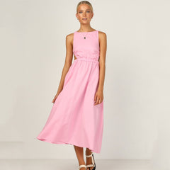 pink backless maxi